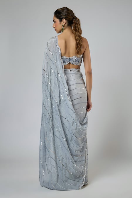 Masumi Mewawalla Aari Embroidered Pre-Draped Saree & Blouse Set