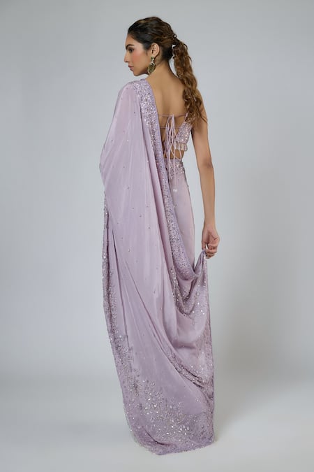 Masumi Mewawalla Aari Embroidered Pre-Draped Saree & Blouse Set