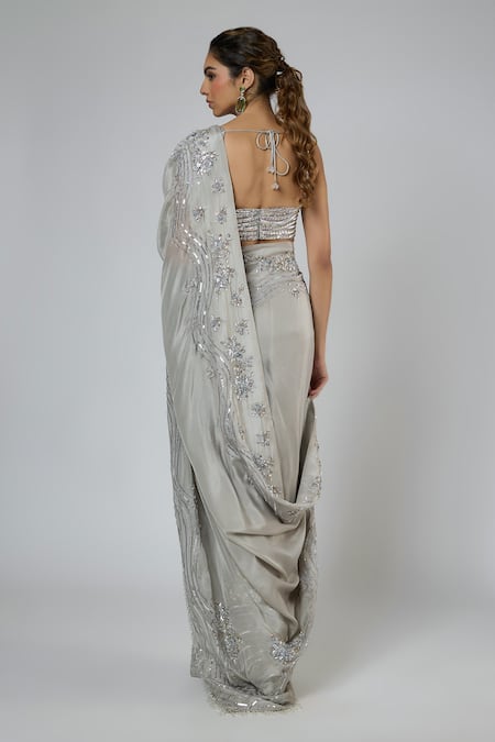 Masumi Mewawalla Aari Embroidered Pre-Draped Saree & Blouse Set