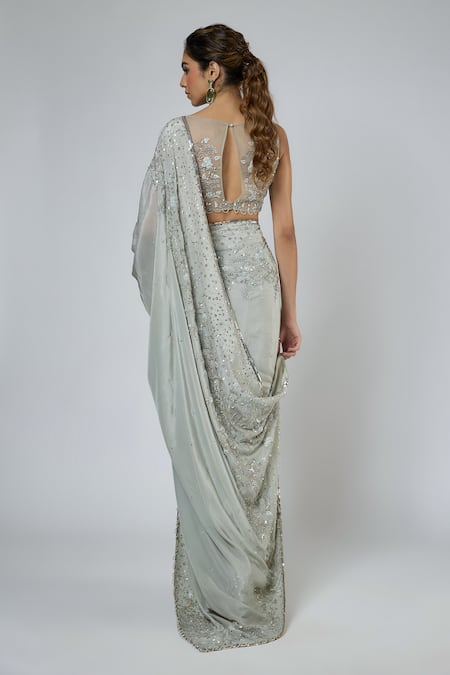 Masumi Mewawalla Aari Embroidered Pre-Draped Saree & Blouse Set