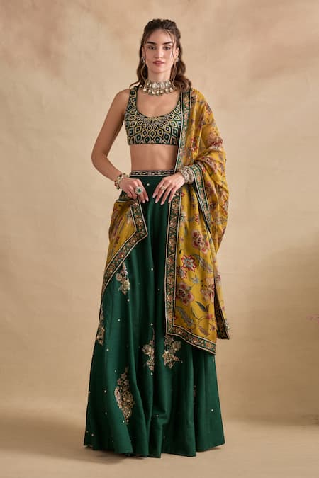 Kalista Shanaya Geometric Blouse & Embroidered Sharara Set 
