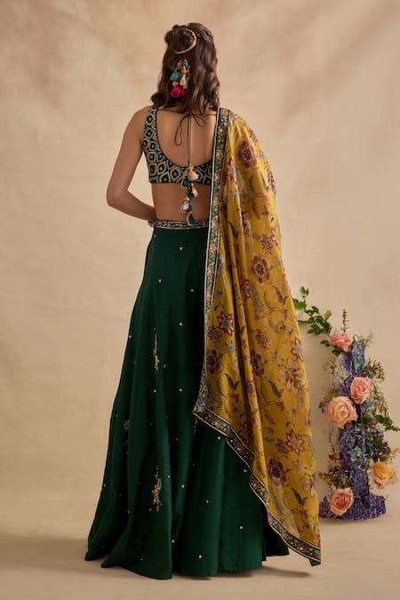 Kalista Shanaya Geometric Blouse & Embroidered Sharara Set 