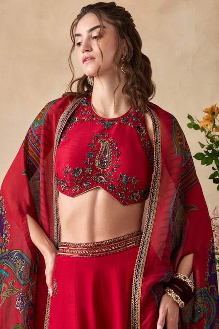 Buy Kalista Pink Viscose, Silk, Organza Embroidery, Aneeka Paisley Blouse Sharara Set Online at Aza Fashions Buy_Kalista_Pink Viscose, Silk, Organza Embroidery, Aneeka Paisley Blouse Sharara Set _Online_at_Aza_Fashions