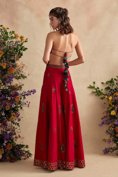 Kalista Pink Viscose, Silk, Organza Embroidery, Aneeka Paisley Blouse Sharara Set at Aza Fashions Kalista_Pink Viscose, Silk, Organza Embroidery, Aneeka Paisley Blouse Sharara Set _at_Aza_Fashions