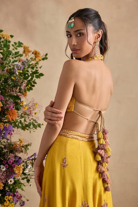 Buy Kalista Yellow Viscose, Silk Embroidery, Sequins, Aneeka Paisley Blouse Sharara Set Online at Aza Fashions Buy_Kalista_Yellow Viscose, Silk Embroidery, Sequins, Aneeka Paisley Blouse Sharara Set _Online_at_Aza_Fashions