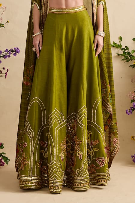 Buy Kalista Pink Viscose, Silk Embroidery, Beads, Raiba Geometric Blouse Sharara Set Online at Aza Fashions Buy_Kalista_Pink Viscose, Silk Embroidery, Beads, Raiba Geometric Blouse Sharara Set _Online_at_Aza_Fashions