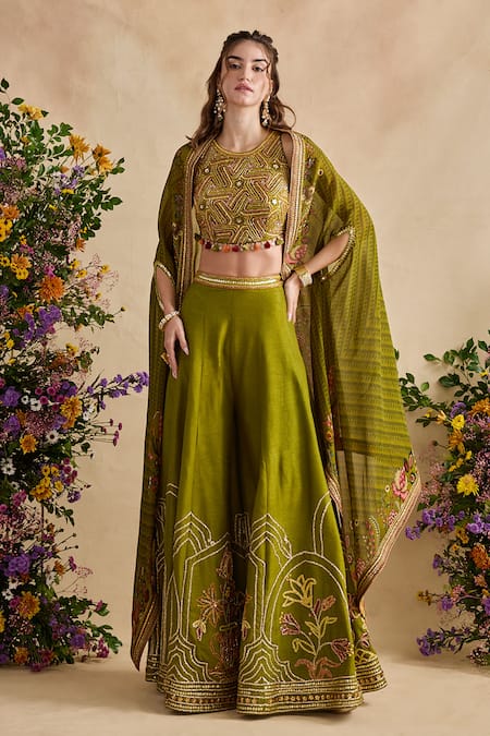 Kalista Raiba Geometric Embroidered Blouse Sharara Set 