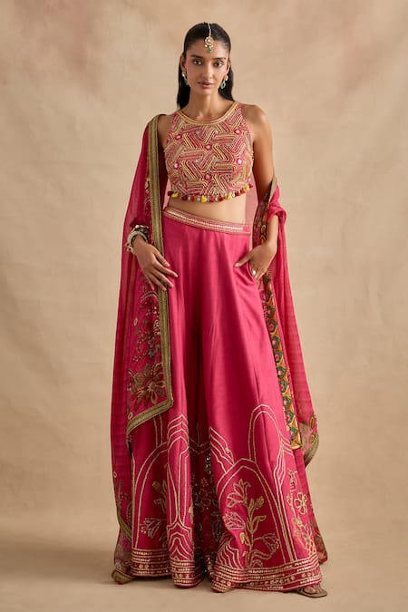 Kalista Raiba Geometric Embroidered Blouse Sharara Set 