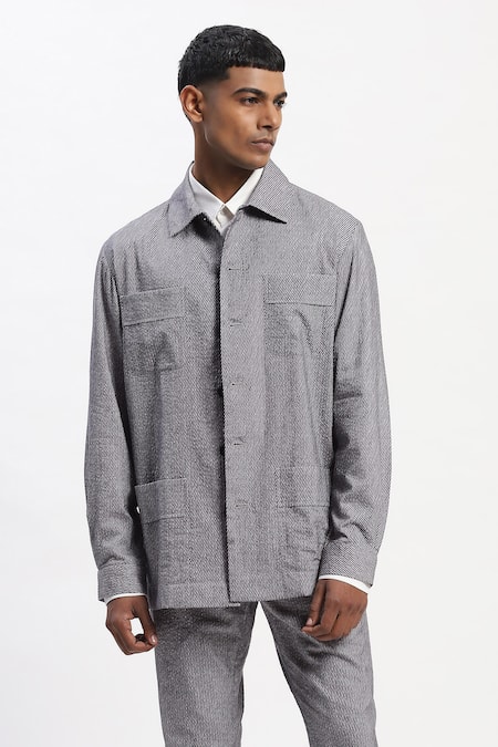 Abraham And Thakore Diagonal Print Jacket