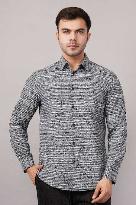 Abraham And Thakore Small Dash Pattern Shirt