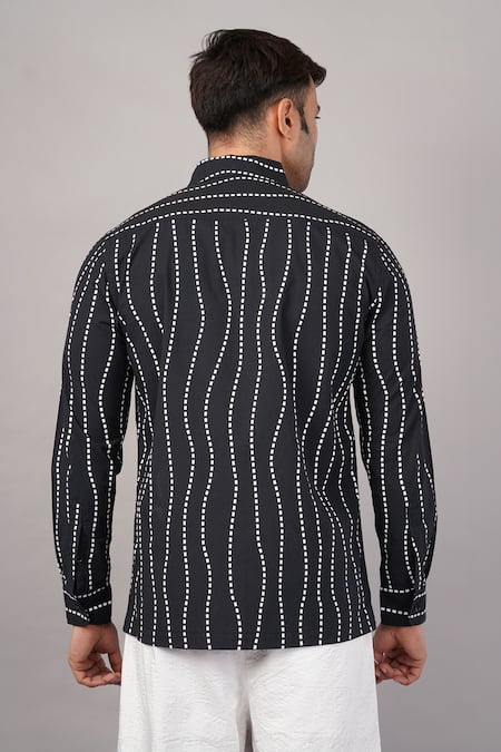 Abraham And Thakore Crazy Dash Stripes Pattern Shirt