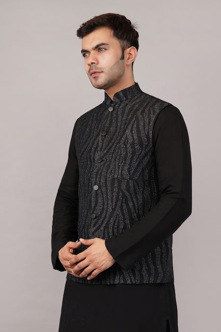 Abraham And Thakore Black Cotton Embroidery Zebra Aari Bundi Online at Aza Fashions Abraham And Thakore_Black Cotton Embroidery Zebra Aari Bundi _Online_at_Aza_Fashions