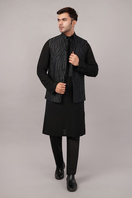 Shop Abraham And Thakore Black Cotton Embroidery Zebra Aari Bundi Online at Aza Fashions Shop_Abraham And Thakore_Black Cotton Embroidery Zebra Aari Bundi _Online_at_Aza_Fashions