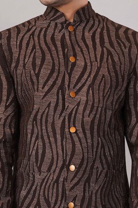 Abraham And Thakore Brown Cotton Embroidery Zebra Aari Jacket at Aza Fashions Abraham And Thakore_Brown Cotton Embroidery Zebra Aari Jacket _at_Aza_Fashions