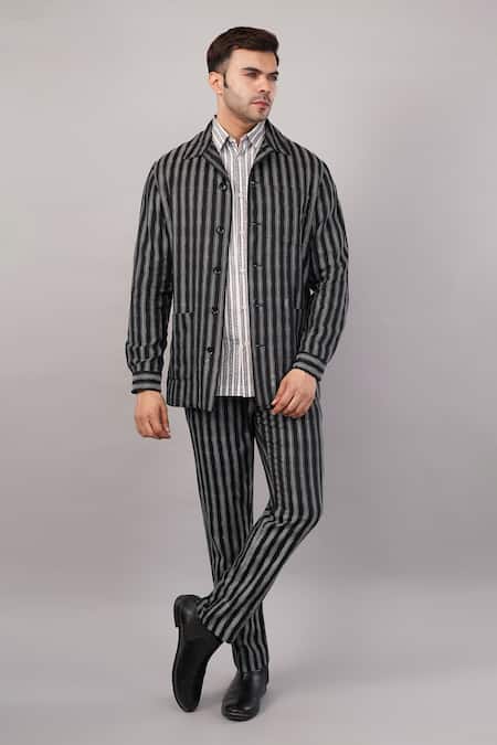 Abraham And Thakore Stair Stripe Pattern Jacket