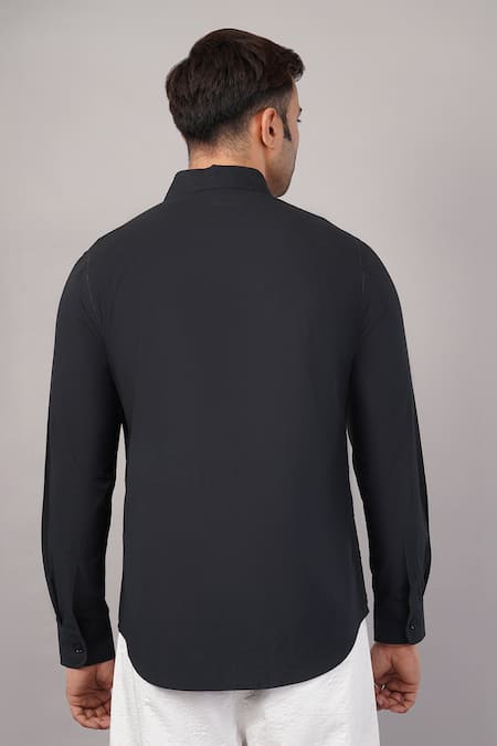 Abraham And Thakore Pleated Stripes Pattern Shirt