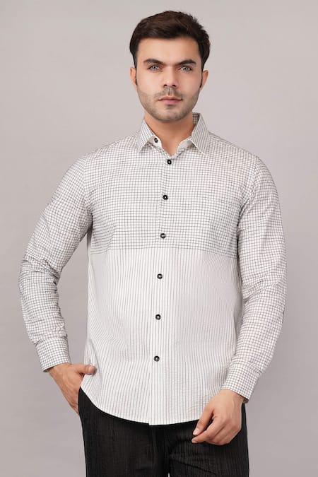 Abraham And Thakore Check & Stripe Pattern Shirt