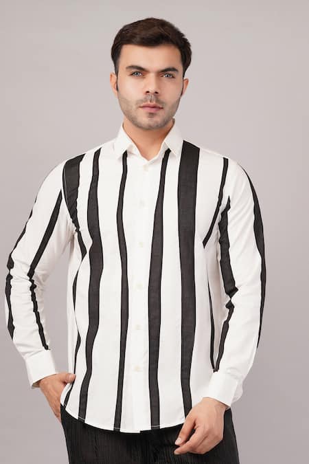Abraham And Thakore Crazy Stripe Pattern Shirt