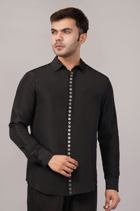 Abraham And Thakore Metal Disk Pattern Shirt