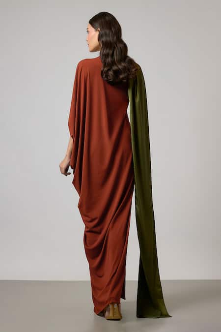 NA-KA One Shoulder Draped Gown With Detachable Sash