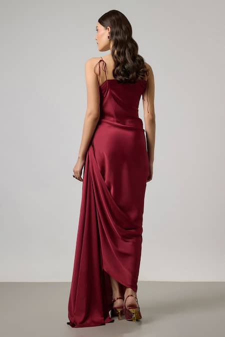 NA-KA Satin Cowl Neck Gown