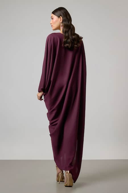NA-KA Asymmetric Sleeve Cowl & Pleated Gown