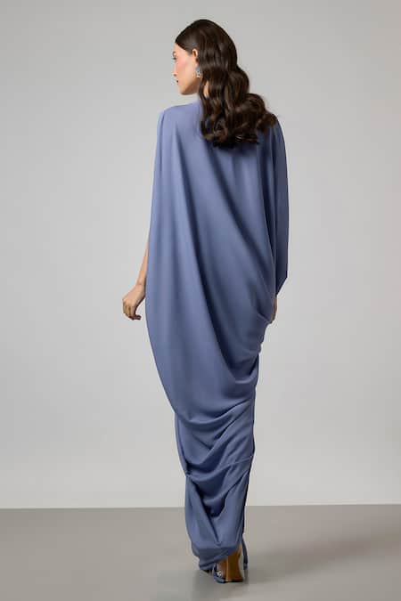 NA-KA Double Georgette Pleated & Cowl Gown