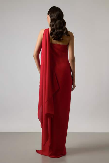 NA-KA One Shoulder Pleated & Gathered Gown