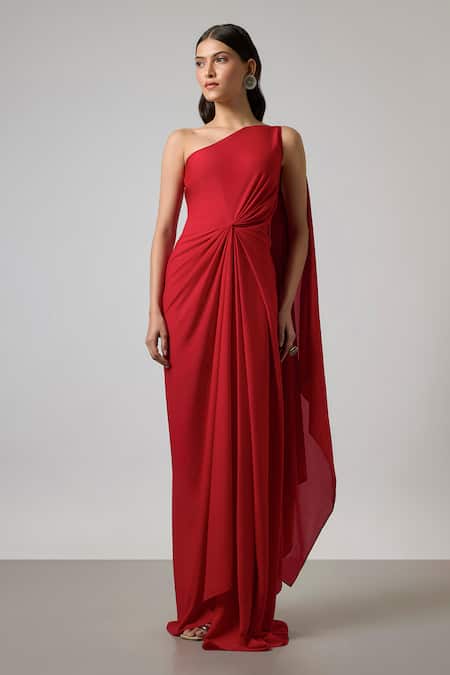 NA-KA One Shoulder Pleated & Gathered Gown