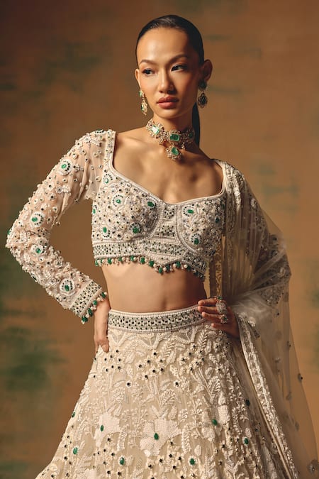 Buy Basanti - Kapde Aur Koffee Ivory Net Sequins, Stones, Beads, Pearls, The Song Of Sienna Lehenga Set Online at Aza Fashions Buy_Basanti - Kapde Aur Koffee_Ivory Net Sequins, Stones, Beads, Pearls, The Song Of Sienna Lehenga Set _Online_at_Aza_Fashions