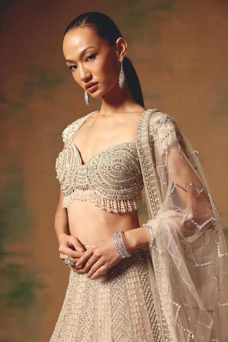 Buy Basanti - Kapde Aur Koffee Ivory Net Sequins, Beads, Embroidery, Metallic The Echo Of Beige Lehenga Set Online at Aza Fashions Buy_Basanti - Kapde Aur Koffee_Ivory Net Sequins, Beads, Embroidery, Metallic The Echo Of Beige Lehenga Set _Online_at_Aza_Fashions