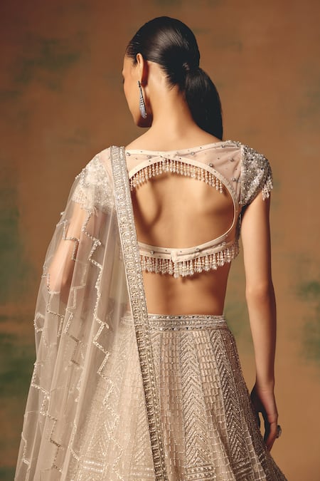 Shop Basanti - Kapde Aur Koffee Ivory Net Sequins, Beads, Embroidery, Metallic The Echo Of Beige Lehenga Set Online at Aza Fashions Shop_Basanti - Kapde Aur Koffee_Ivory Net Sequins, Beads, Embroidery, Metallic The Echo Of Beige Lehenga Set _Online_at_Aza_Fashions