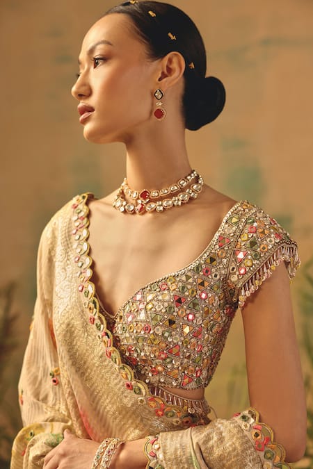 Basanti - Kapde Aur Koffee Gold Tissue Sequins, Mirrors, Beads, Embroidery The Amaltas Lehenga Set Online at Aza Fashions Basanti - Kapde Aur Koffee_Gold Tissue Sequins, Mirrors, Beads, Embroidery The Amaltas Lehenga Set _Online_at_Aza_Fashions