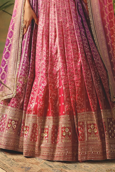 Shop Basanti - Kapde Aur Koffee Purple Brocade Sequins, Beads, Cut Work, Zari, Tassels The Wildrose Lehenga Set Online at Aza Fashions Shop_Basanti - Kapde Aur Koffee_Purple Brocade Sequins, Beads, Cut Work, Zari, Tassels The Wildrose Lehenga Set_Online_at_Aza_Fashions