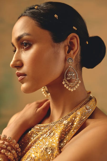 Basanti - Kapde Aur Koffee Mustard Brocade Sequins, Pearls, Embroidery, The Embers Of Marigold Lehenga Set Online at Aza Fashions Basanti - Kapde Aur Koffee_Mustard Brocade Sequins, Pearls, Embroidery, The Embers Of Marigold Lehenga Set _Online_at_Aza_Fashions