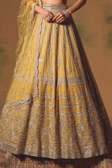 Shop Basanti - Kapde Aur Koffee Yellow Viscose, Organza Sequins, Crystals, The Glint Of Sunshine Lehenga Set Online at Aza Fashions Shop_Basanti - Kapde Aur Koffee_Yellow Viscose, Organza Sequins, Crystals, The Glint Of Sunshine Lehenga Set _Online_at_Aza_Fashions