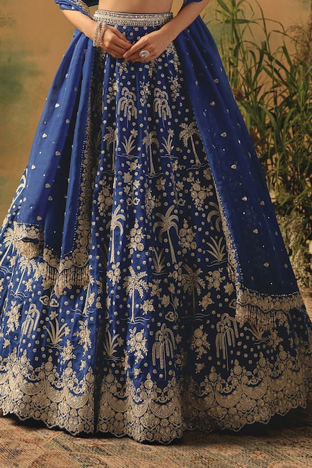 Buy Basanti - Kapde Aur Koffee Blue Viscose, Organza Sequins, Crystals, Pearls, The Electric Peony Lehenga Set Online at Aza Fashions Buy_Basanti - Kapde Aur Koffee_Blue Viscose, Organza Sequins, Crystals, Pearls, The Electric Peony Lehenga Set _Online_at_Aza_Fashions