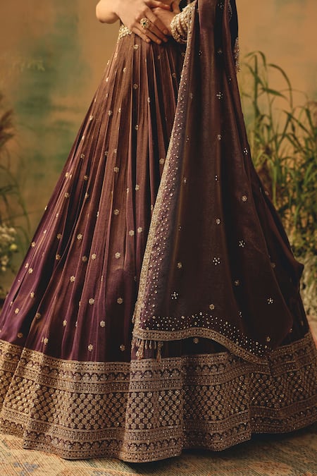 Buy Basanti - Kapde Aur Koffee Purple Tissue Sequins, Crystals, Beads The Winewood Whisper Lehenga Set Online at Aza Fashions Buy_Basanti - Kapde Aur Koffee_Purple Tissue Sequins, Crystals, Beads The Winewood Whisper Lehenga Set _Online_at_Aza_Fashions