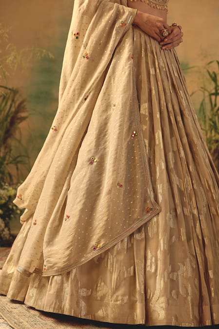 Shop Basanti - Kapde Aur Koffee Ivory Brocade Sequins, Mirrors, Beads, The Blooming Clouds Lehenga Set Online at Aza Fashions Shop_Basanti - Kapde Aur Koffee_Ivory Brocade Sequins, Mirrors, Beads, The Blooming Clouds Lehenga Set _Online_at_Aza_Fashions