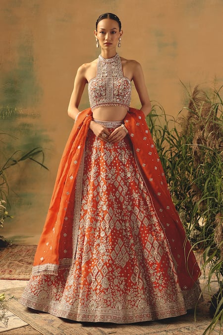 Basanti - Kapde Aur Koffee The Saffron Mirage Lehenga Set