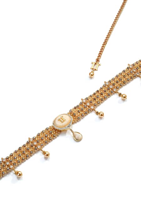 Tarun Tahiliani Jewelled Brooch Embellished Belt 