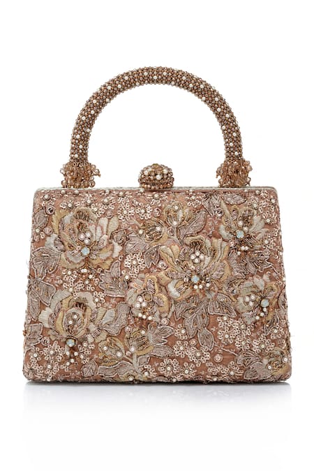 Tarun Tahiliani Floral Zardozi Embroidered Clutch 