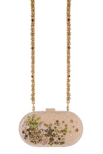 Tarun Tahiliani_Ivory Embroidery, Pearls, Beads, Stones, Fabric Flowers Garden Inspired Clutch _Online_at_Aza_Fashions