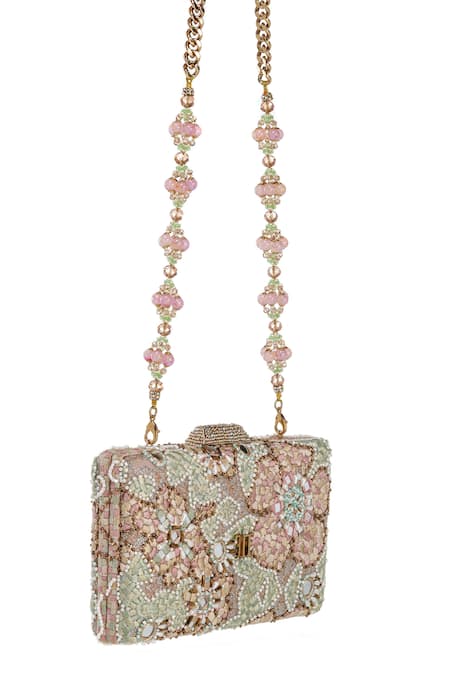 Tarun Tahiliani Multi Color Embroidery, Beads, Stones, Rhinestones Mosaic Sling Clutch Bag Online at Aza Fashions Tarun Tahiliani_Multi Color Embroidery, Beads, Stones, Rhinestones Mosaic Sling Clutch Bag _Online_at_Aza_Fashions
