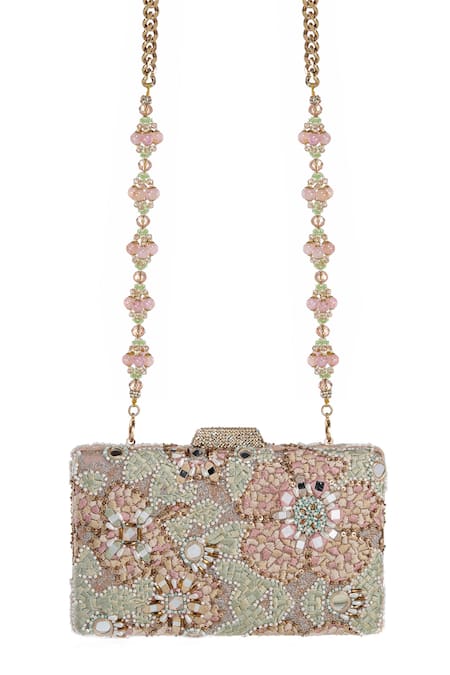 Tarun Tahiliani Multi Color Embroidery, Beads, Stones, Rhinestones Mosaic Sling Clutch Bag at Aza Fashions Tarun Tahiliani_Multi Color Embroidery, Beads, Stones, Rhinestones Mosaic Sling Clutch Bag _at_Aza_Fashions