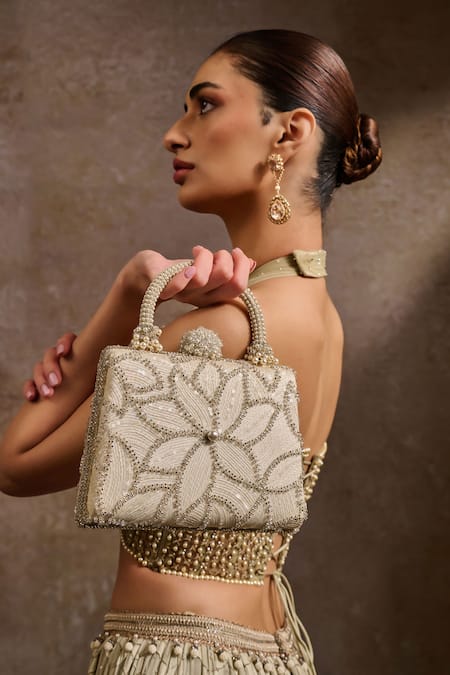 Tarun Tahiliani Crystal Pearl Embroidered Bag