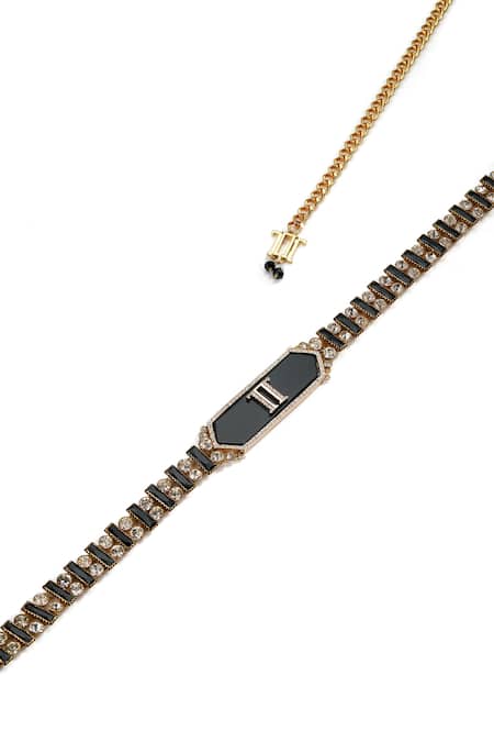 Tarun Tahiliani Crystal Jewelled Brooch Belt 