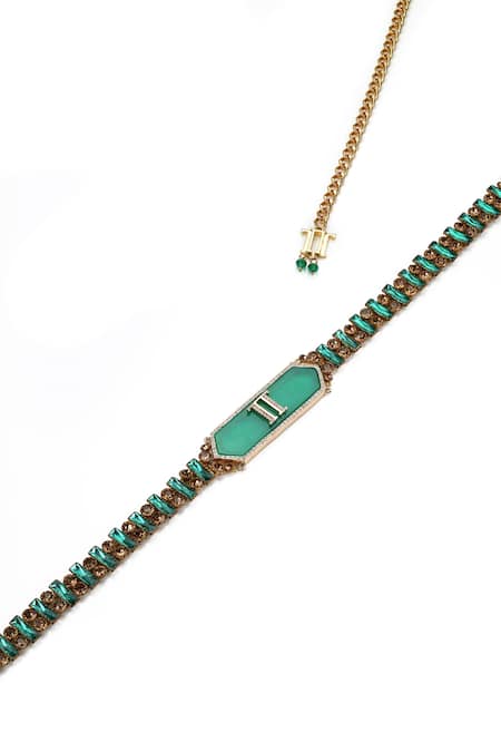 Tarun Tahiliani Crystal Jewelled Brooch Belt 