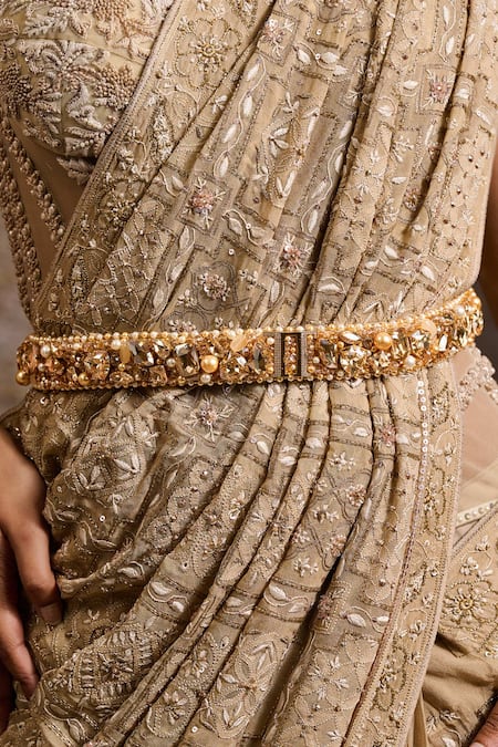 Buy Tarun Tahiliani Gold Crystals, Beads, Pearls, Embroidery Jewelled Hand Belt Online at Aza Fashions Buy_Tarun Tahiliani_Gold Crystals, Beads, Pearls, Embroidery Jewelled Hand Belt _Online_at_Aza_Fashions