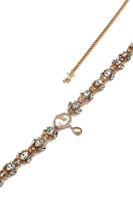 Tarun Tahiliani Jewelled Brooch Crystal Belt 